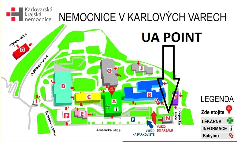mapa nemocnice UA point